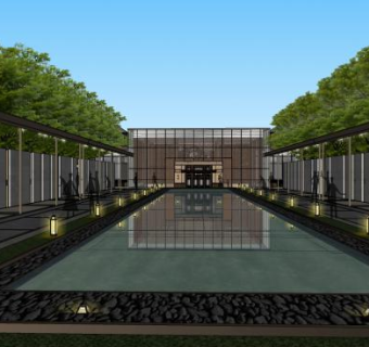 泰禾某花园豪宅联排别墅SU模型下载_sketchup草图大师SKP模型