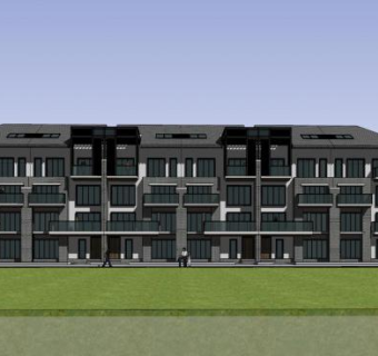 现代风格室外联排别墅SU模型下载_sketchup草图大师SKP模型