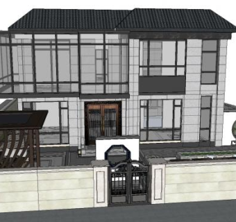 禅意新中式户外庭院SU模型下载_sketchup草图大师SKP模型