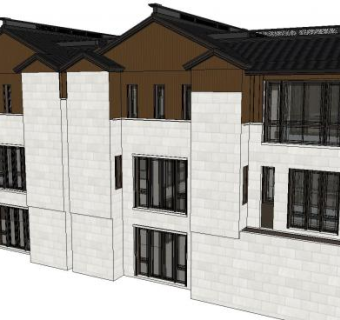 泰禾南京中式合院户外别墅SU模型下载_sketchup草图大师SKP模型
