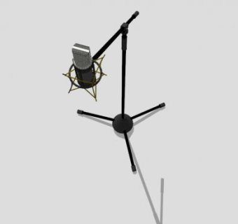 电容话筒和麦克风架SU模型下载_sketchup草图大师SKP模型
