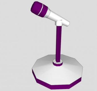 紫色短支架话筒SU模型下载_sketchup草图大师SKP模型