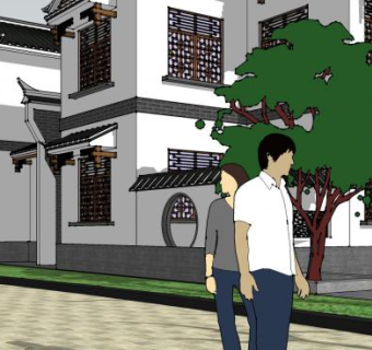 川西民居四合院建筑SU模型下载_sketchup草图大师SKP模型