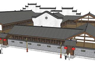 中式南方古建套院建筑SU模型下载_sketchup草图大师SKP模型
