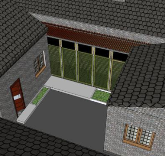 中式民居房户外建筑SU模型下载_sketchup草图大师SKP模型