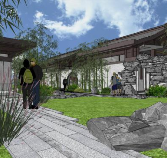 新农村小院改建建筑SU模型下载_sketchup草图大师SKP模型