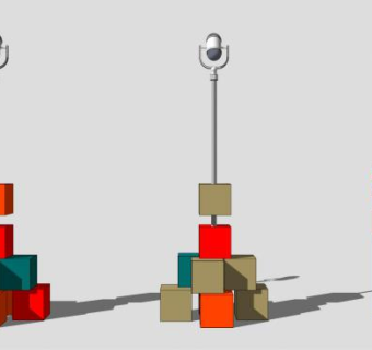 方形累积麦克风架SU模型下载_sketchup草图大师SKP模型