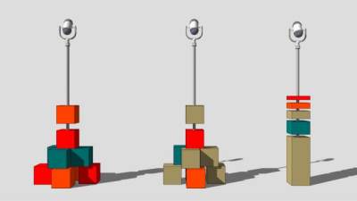 方形累积麦克风架SU模型下载_sketchup草图大师SKP模型