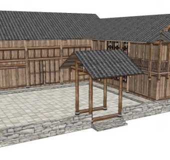 中式民居住宅建筑SU模型下载_sketchup草图大师SKP模型