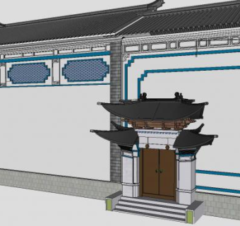云南白族传统建筑四合院SU模型下载_sketchup草图大师SKP模型