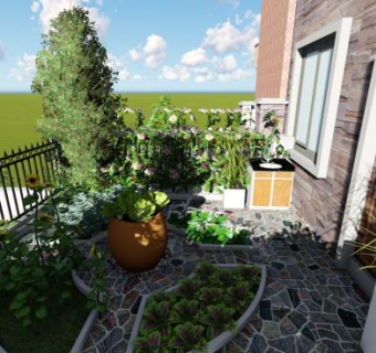 别墅庭院花园山人筑景建筑SU模型下载_sketchup草图大师SKP模型