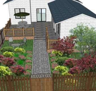 自宅带院小宅小平房自建房SU模型下载_sketchup草图大师SKP模型