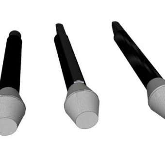 黑色无线麦克风SU模型下载_sketchup草图大师SKP模型