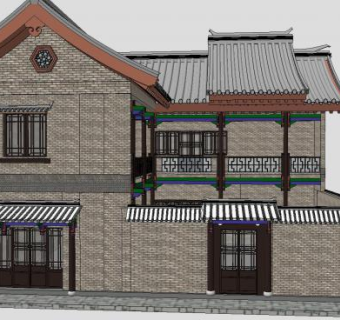 中式民居建筑住宅SU模型下载_sketchup草图大师SKP模型