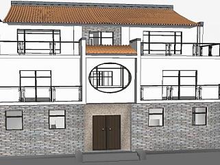 传统中式小住宅建筑SU模型下载_sketchup草图大师SKP模型