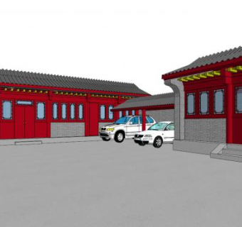 北京四合院合院建筑SU模型下载_sketchup草图大师SKP模型