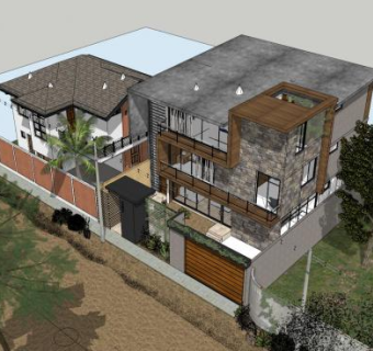 现代风格住宅农村别墅SU模型下载_sketchup草图大师SKP模型