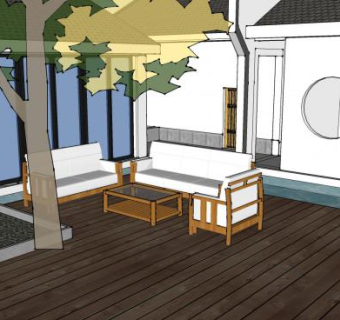 现代建筑四合院SU模型下载_sketchup草图大师SKP模型