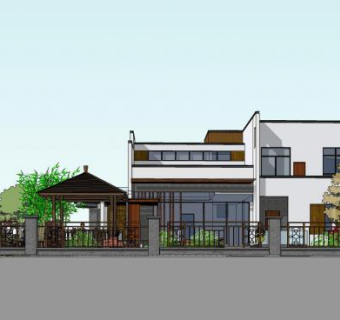 新中式别墅农乡村建筑景观SU模型下载_sketchup草图大师SKP模型