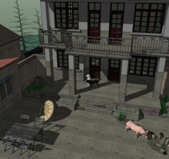 户外建筑破旧农民房建筑SU模型下载_sketchup草图大师SKP模型