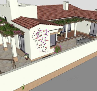 地中海园林建筑SU模型