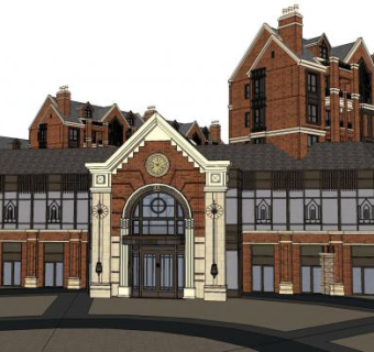 洋房场景别墅外观SU模型下载_sketchup草图大师SKP模型