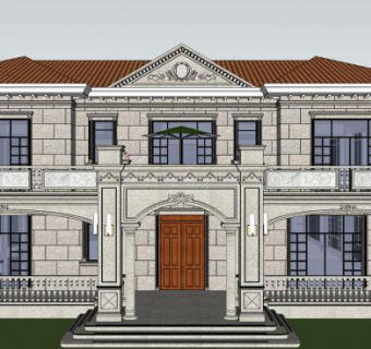 欧式外墙住宅建筑SU模型下载_sketchup草图大师SKP模型