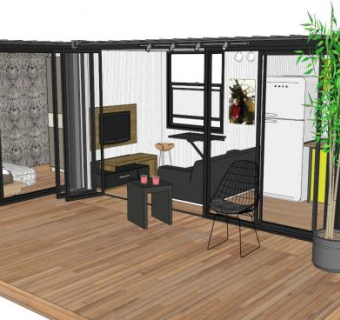 民宿别墅客厅外观SU模型下载_sketchup草图大师SKP模型