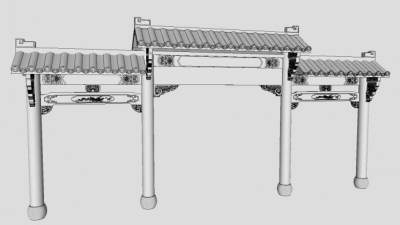 中式建筑装潢牌坊SU模型下载_sketchup草图大师SKP模型