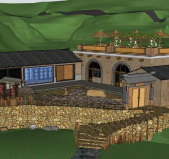 山间的小房子建筑SU模型下载_sketchup草图大师SKP模型