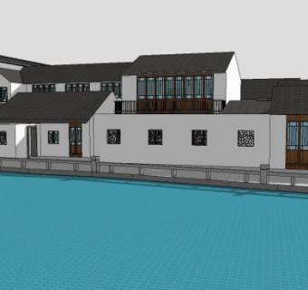 中式古镇古老建筑SU模型下载_sketchup草图大师SKP模型