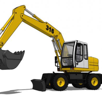 工地挖掘机su模型_su模型下载 草图大师模型_SKP模型