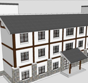中式外观建筑古建筑SU模型下载_sketchup草图大师SKP模型