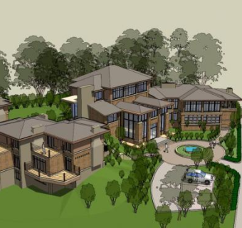 民宿建筑古建筑艺术SU模型下载_sketchup草图大师SKP模型