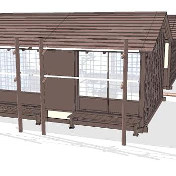 日式场景户外古建筑SU模型下载_sketchup草图大师SKP模型