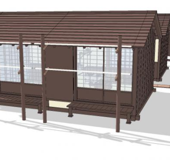 日式场景户外古建筑SU模型下载_sketchup草图大师SKP模型
