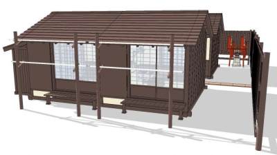 日式场景户外古建筑SU模型下载_sketchup草图大师SKP模型