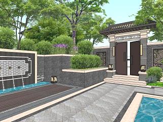 中式住宅民居室外大厦SU模型下载_sketchup草图大师SKP模型
