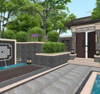 中式住宅民居室外大厦SU模型下载_sketchup草图大师SKP模型