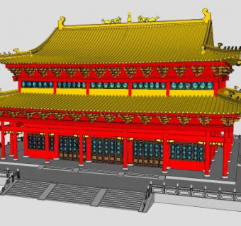 古建宫廷建筑古建筑SU模型下载_sketchup草图大师SKP模型