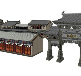 山西各种民居戏楼酒楼古建筑SU模型下载_sketchup草图大师SKP模型