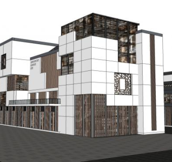 中式建筑古建筑群体建筑SU模型下载_sketchup草图大师SKP模型
