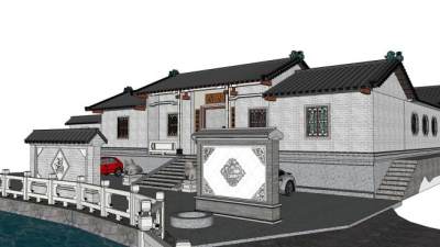 中式古建四合院古建筑SU模型下载_sketchup草图大师SKP模型