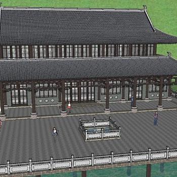 中式古建筑草原建筑SU模型下载_sketchup草图大师SKP模型