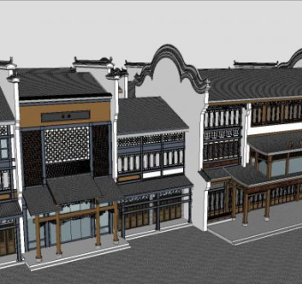 徽派建筑小品庭院古建筑SU模型下载_sketchup草图大师SKP模型