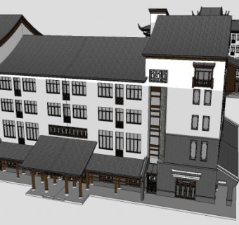 中式古建筑多栋老式建筑SU模型下载_sketchup草图大师SKP模型