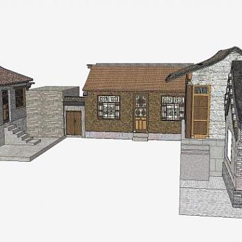 大梁江戏台中式建筑SU模型下载_sketchup草图大师SKP模型