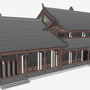 中式川东民居古建筑亭子SU模型下载_sketchup草图大师SKP模型