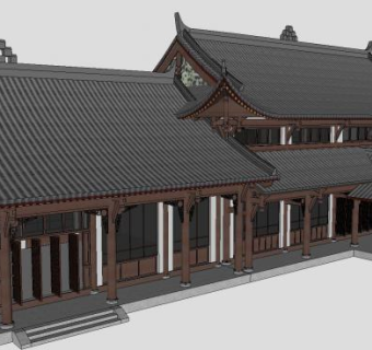 中式川东民居古建筑亭子SU模型下载_sketchup草图大师SKP模型