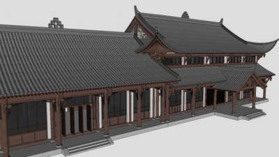 中式川东民居古建筑亭子SU模型下载_sketchup草图大师SKP模型